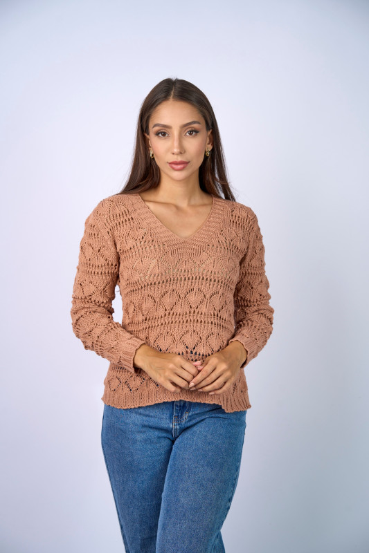 BLUSA DECOTE V RENDADA-1212